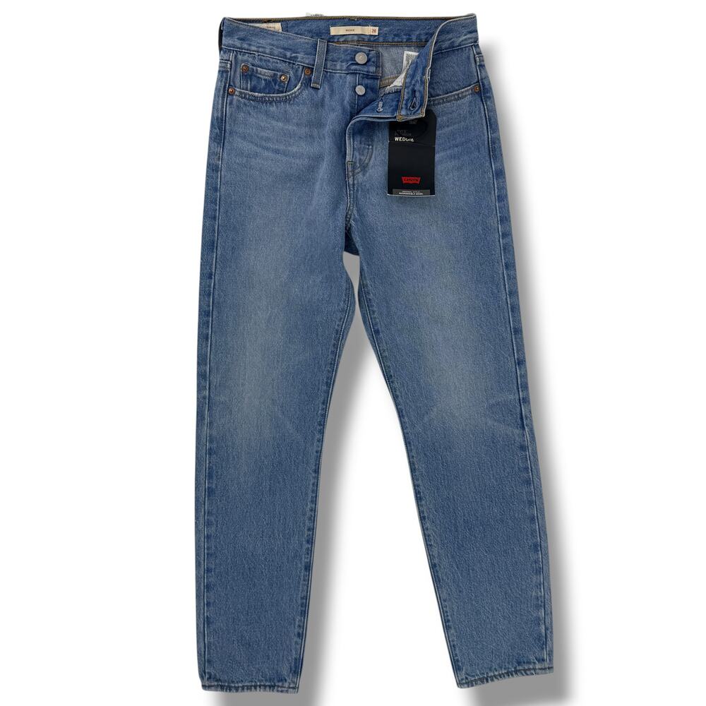 Levi's Big E Wedgie Straight Jeans Womens Sz 26 Button Fly High Rise Taper Leg